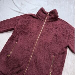 Old Navy Burgundy Sherpa Fleece Full Zip Jacket Mock Neck Women's Size M